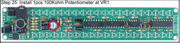 Install 1pcs 100Kohm Potentiometer at VR1