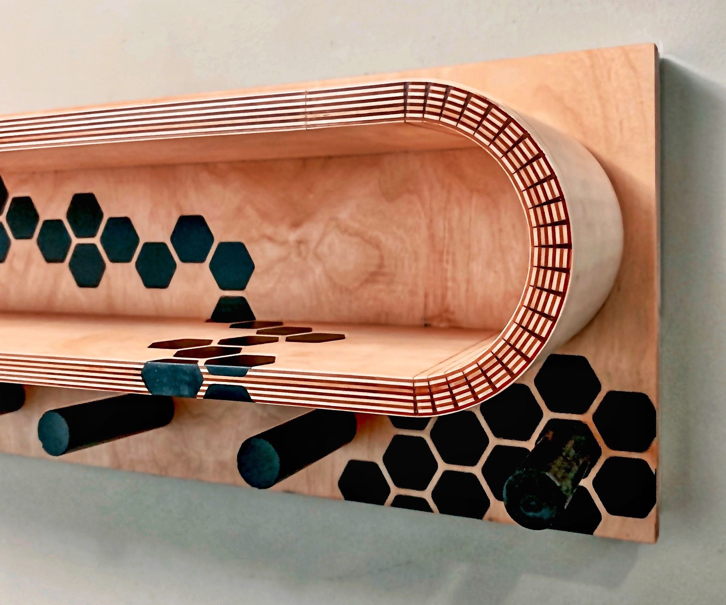 FLOATING SHELF W/ EPOXY Inlay // CONCRETE Pegs