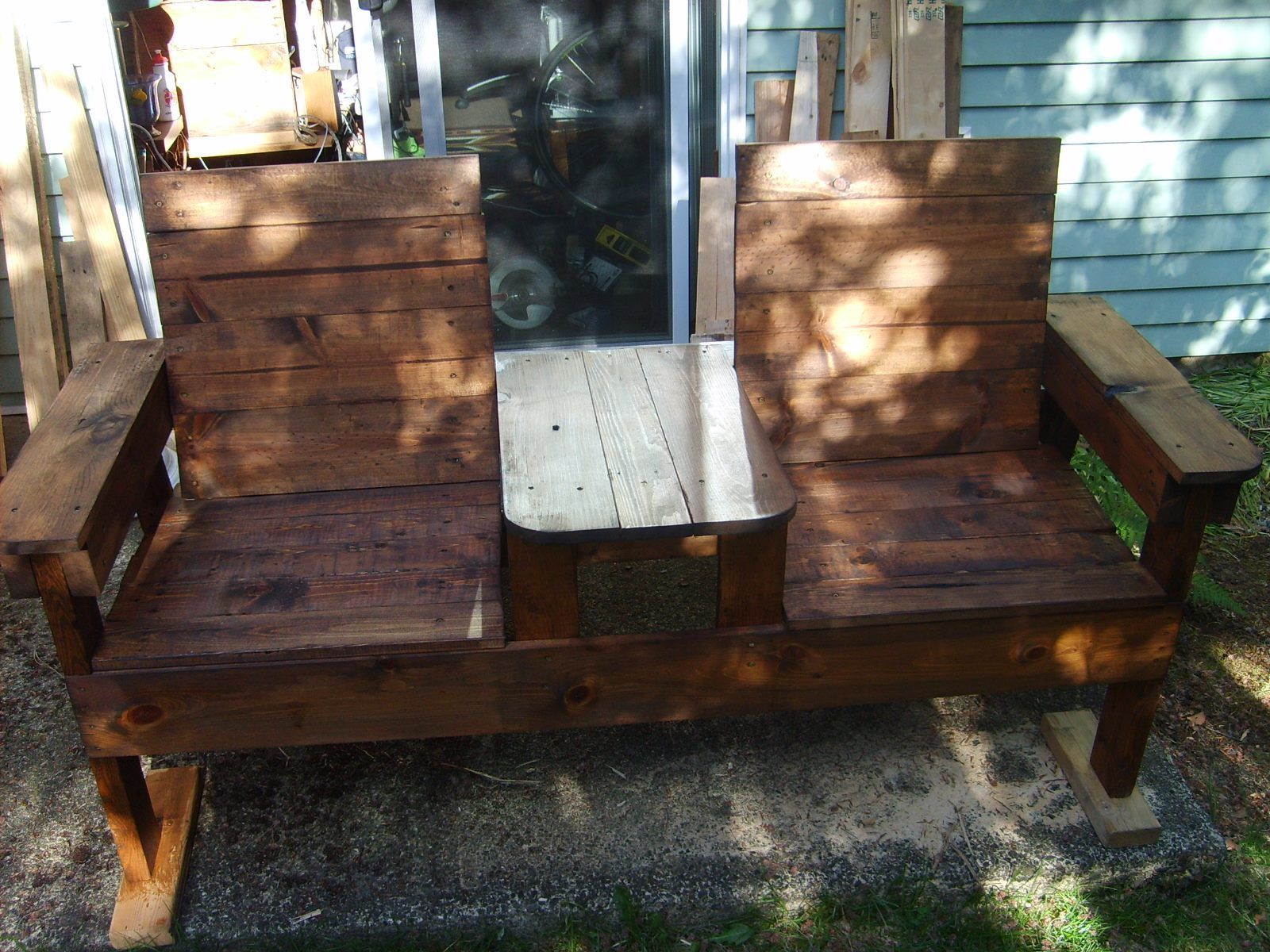 Reclaimed Wood Pallet Double Chair Bench 3 Steps (with Pictures