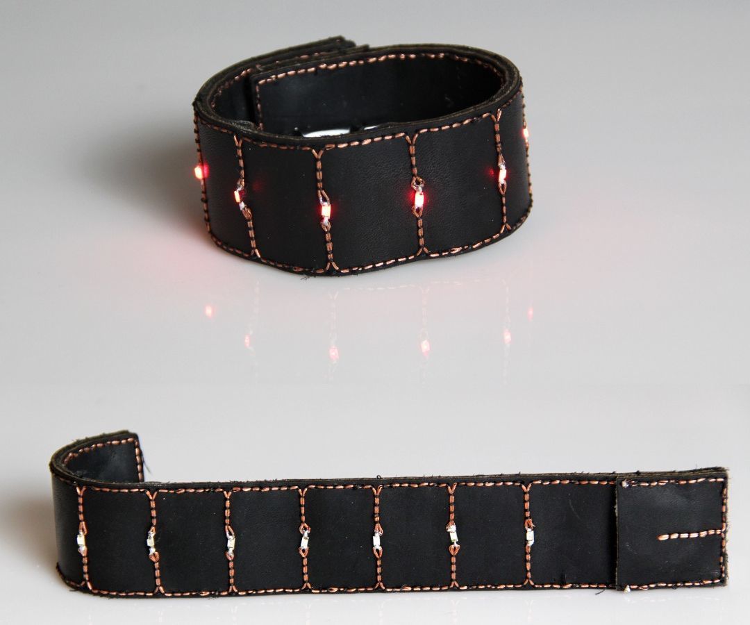 LED Slap Wrap Bracelet: Experiments in Conductive Laser Embroidery