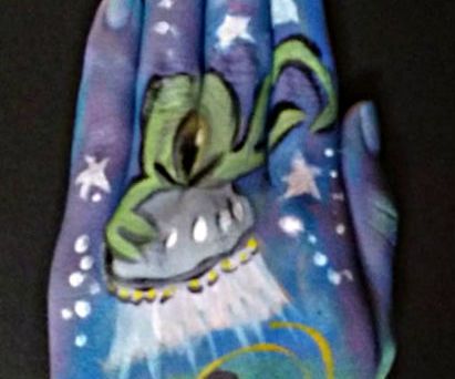 Alien Abduction Hand Art