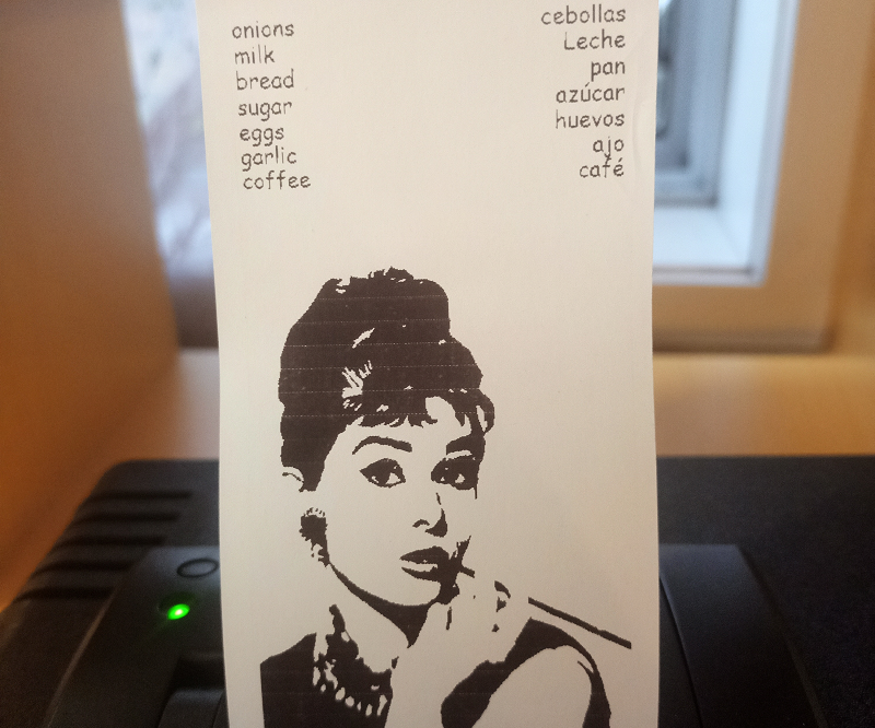 Learn a Language: Shopping List Translator and Print on Thermal Printer QR701