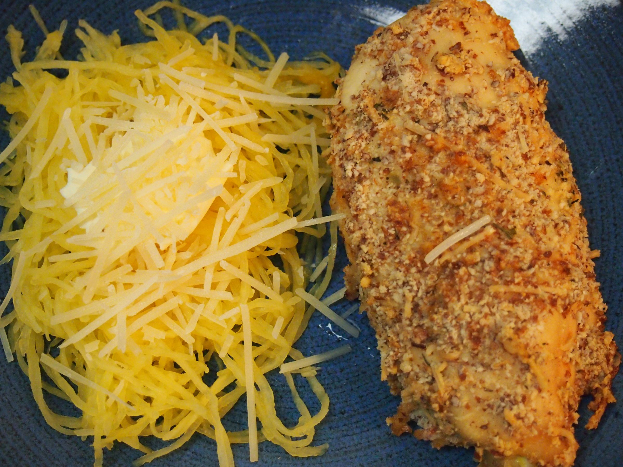 How to Bake Gluten-Free "Breaded" Chicken With Spaghetti Squash "Pasta"