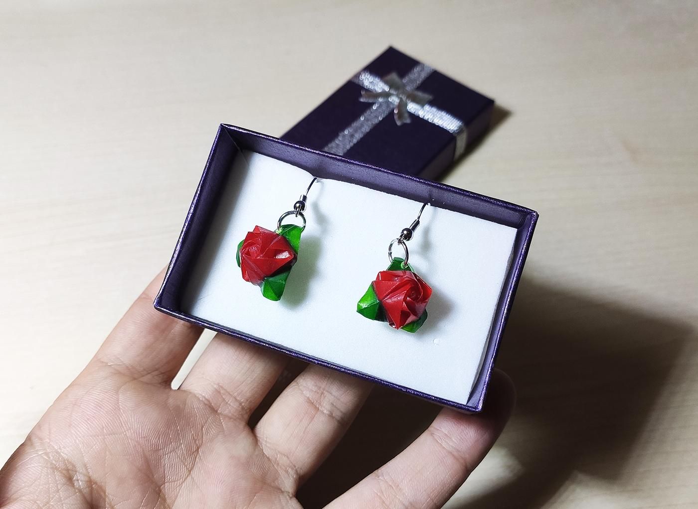 Mini Origami Rose Earrings : 9 Steps (with Pictures) - Instructables