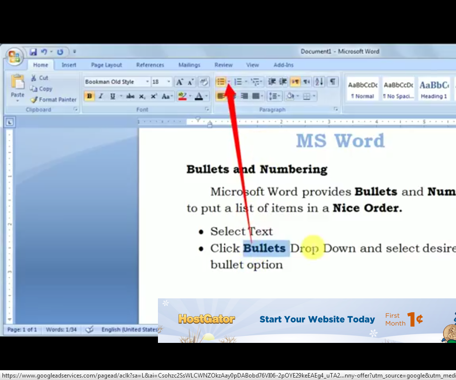 How to Do Bullets and Numbering in Microsoft Word
