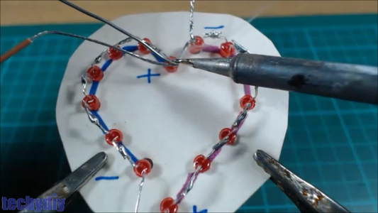 Solder a Flexible Wire to Join the Leds at the Top of the Heart