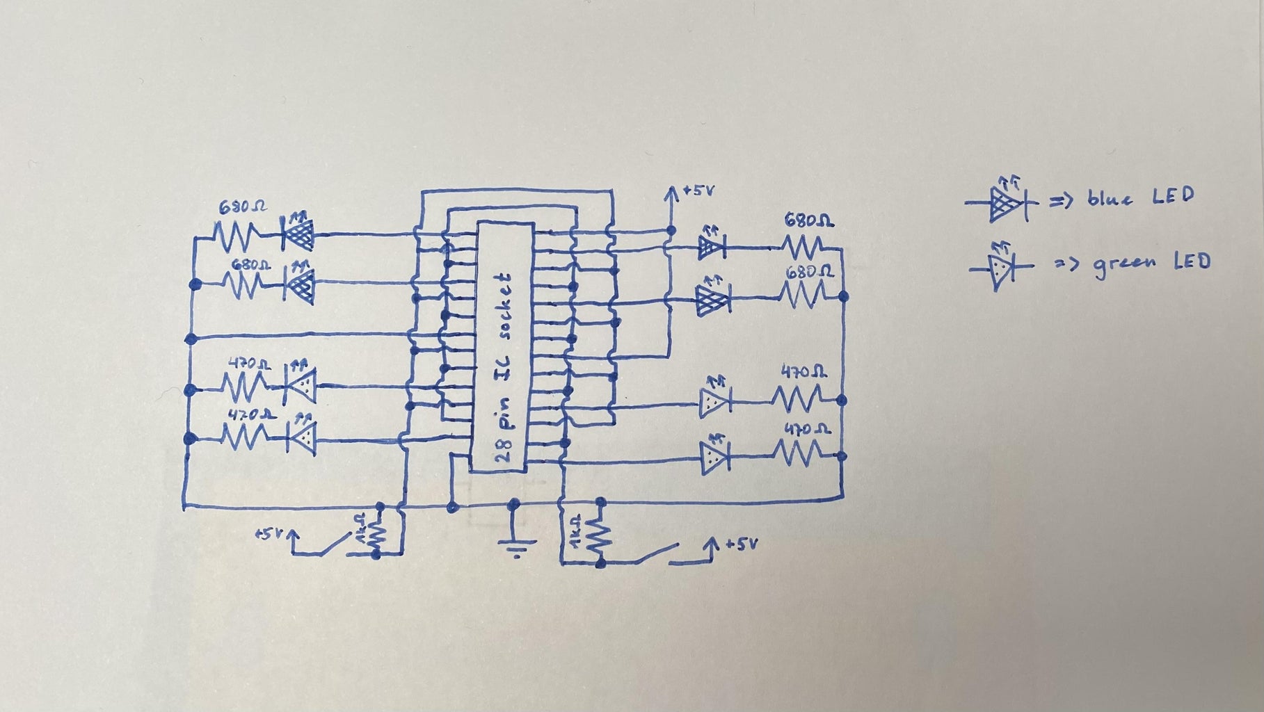 Simple Logic Gate IC Circuit Diagram
