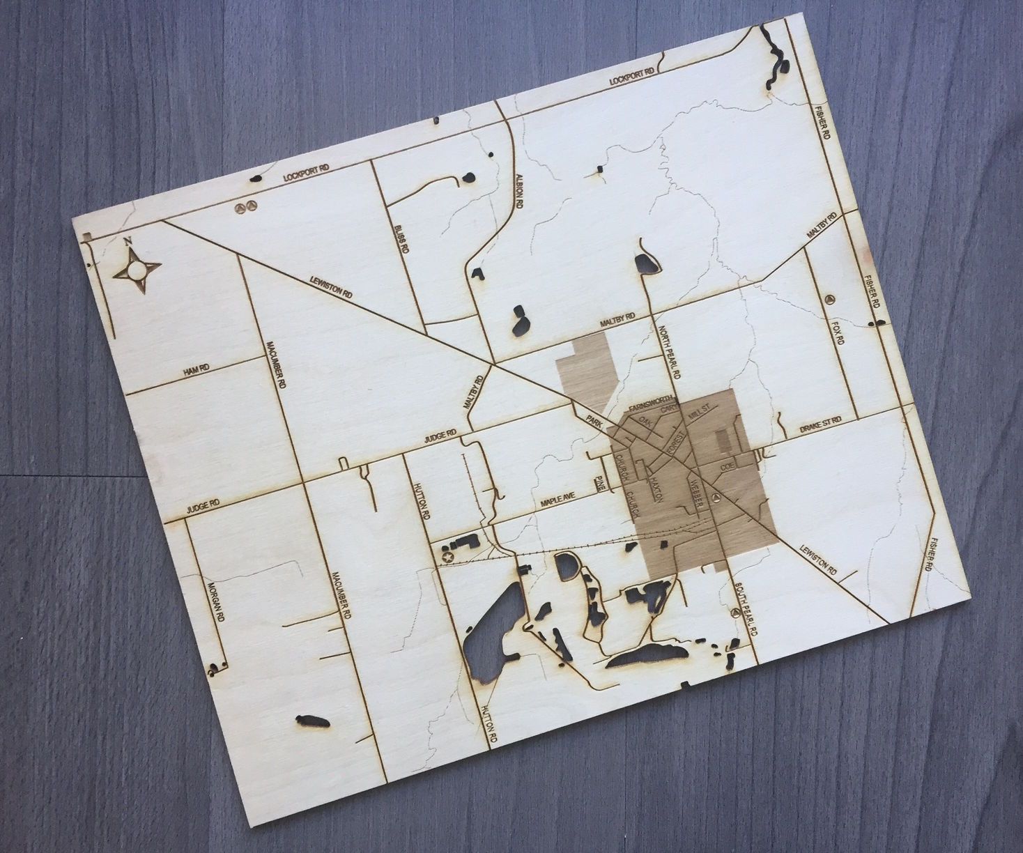Laser Cut Hometown Map, a Great Sentimental Gift. 