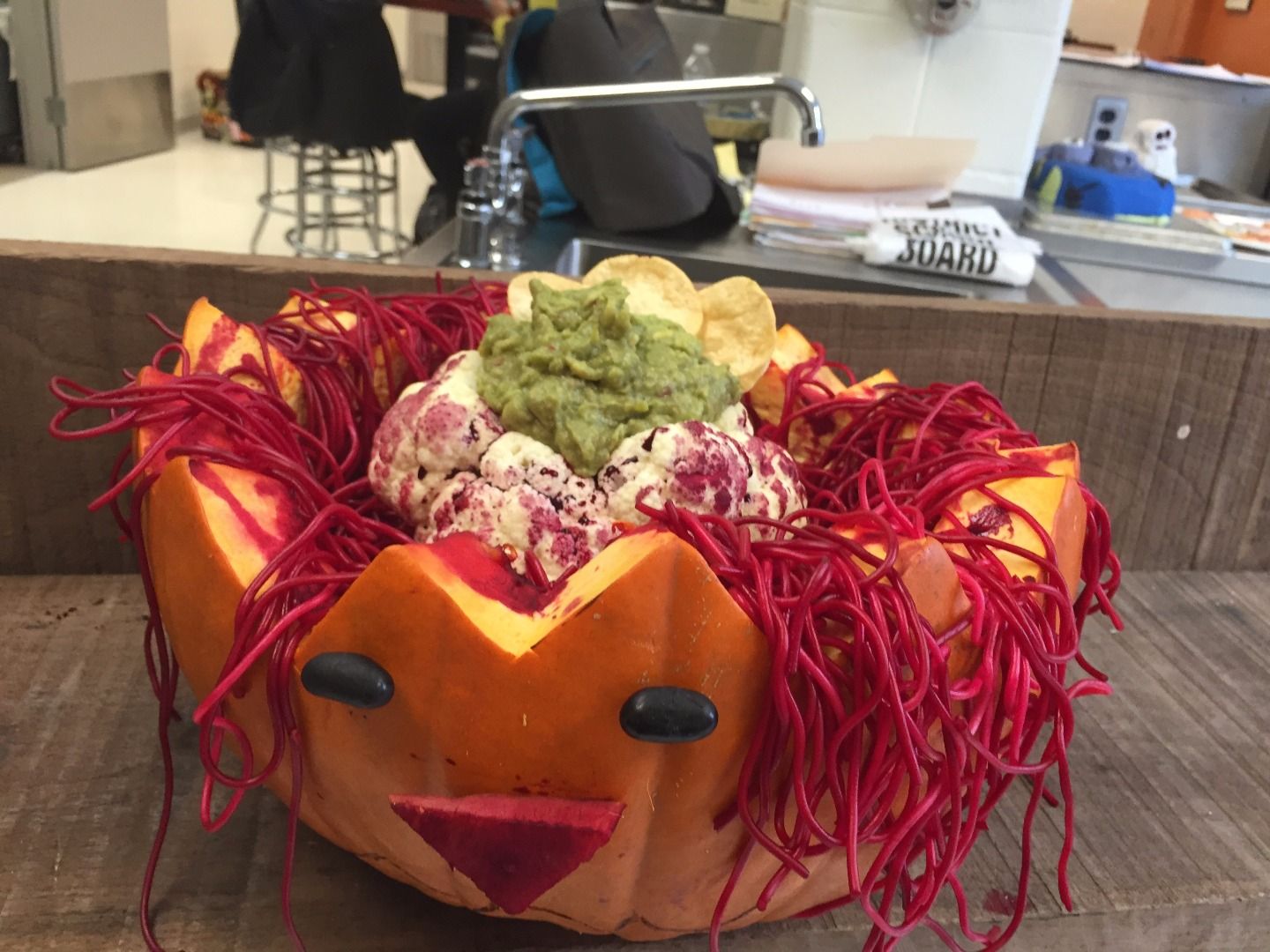 Disfigured Pumpkin Guacamole Dip!