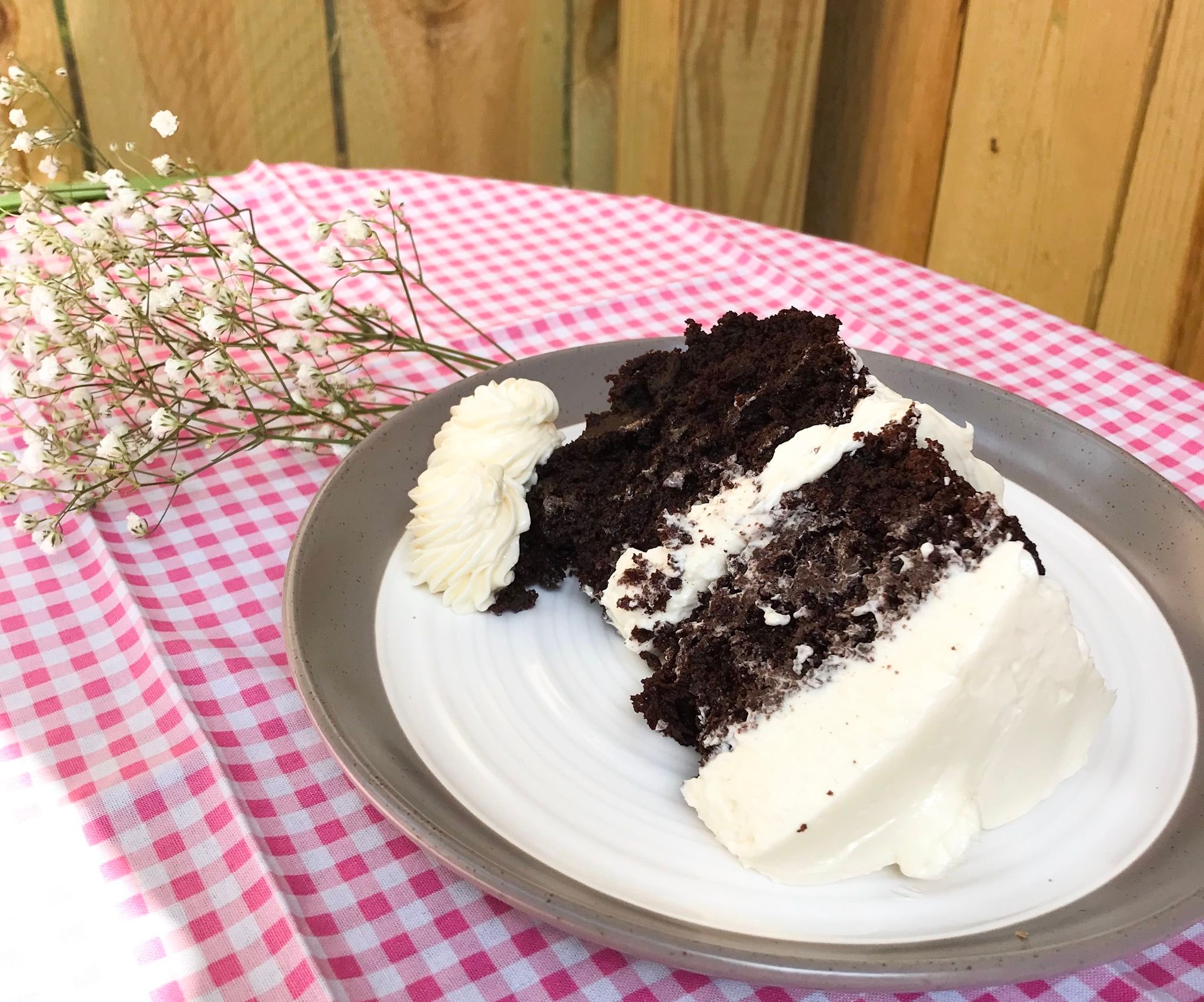 Dark Chocolate Layer Cake With Rose Buttercream