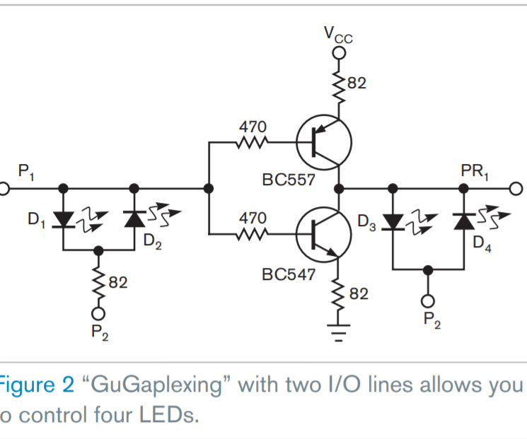Gugaplexing 24 LEDs Using 4 Pins