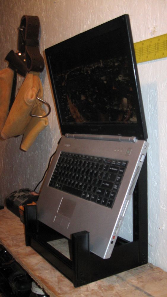 Workbench Laptop Stand From Old Shutters
