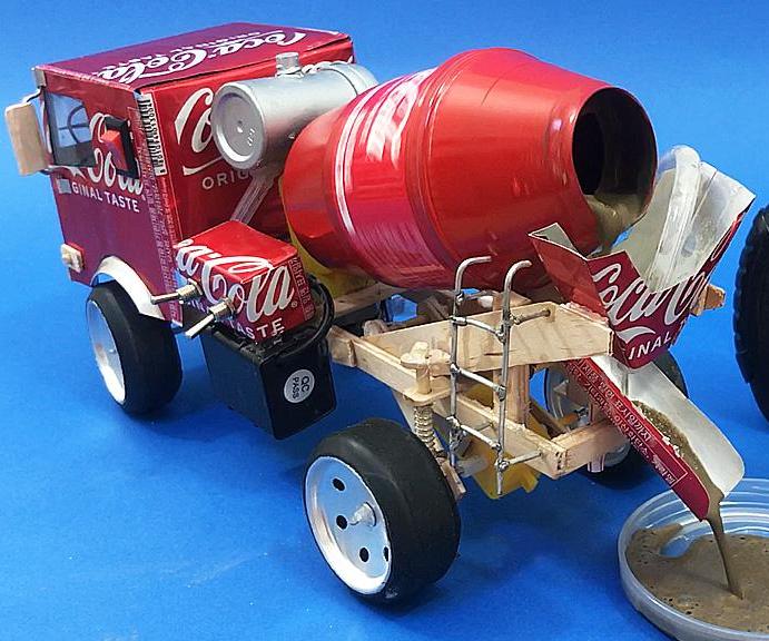 RC Concrete Mixer Truck with coke can