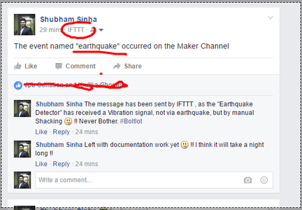 Notification After a Fake Eartquake (Manual Vibration)