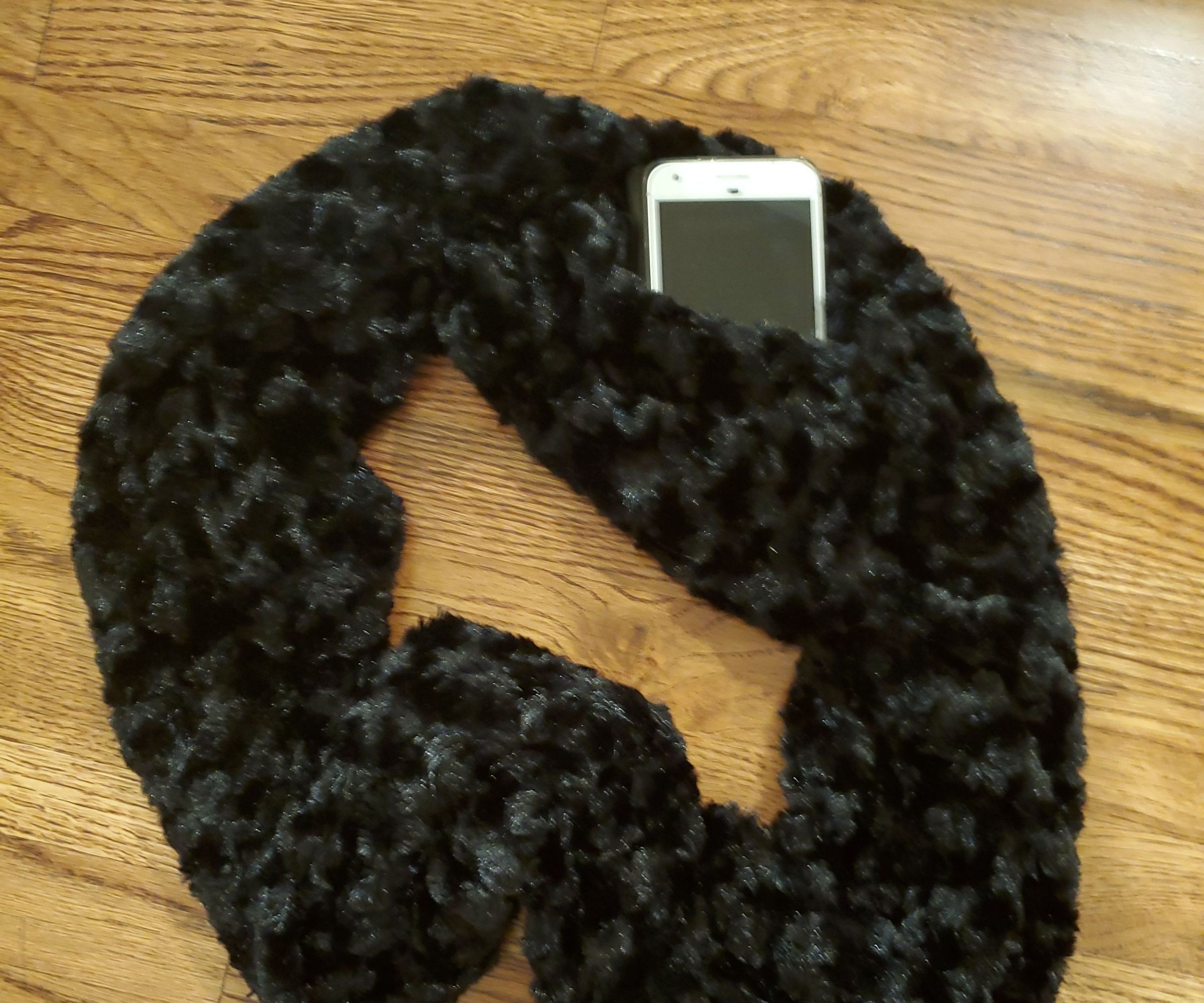 Faux Fur Mobius Infinity Scarf With Hidden Pocket