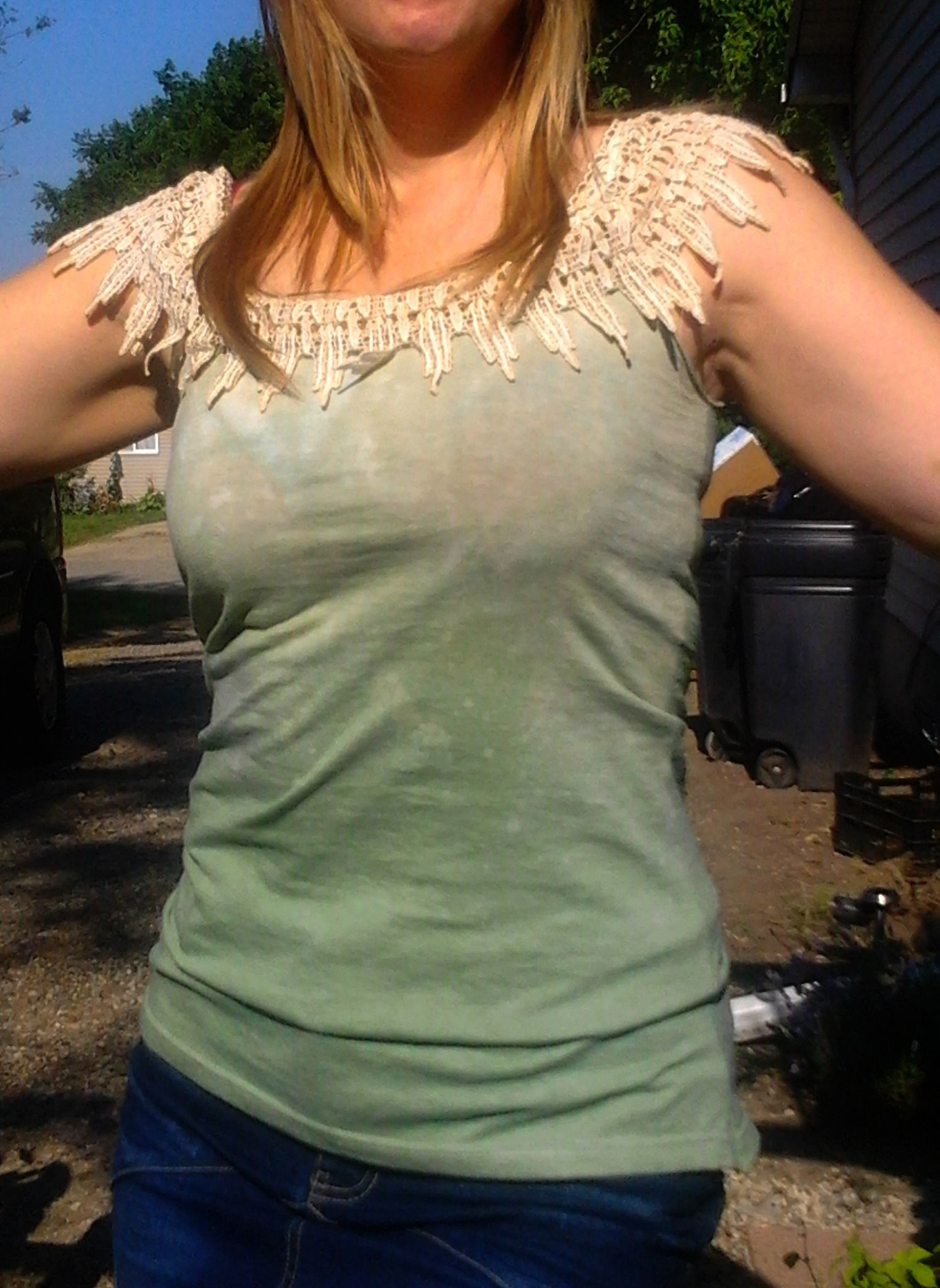 Dyed Over Sized T-shirt to Lacy Tank