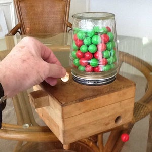 Child's Wooden Coin-Operated Gumball Machine