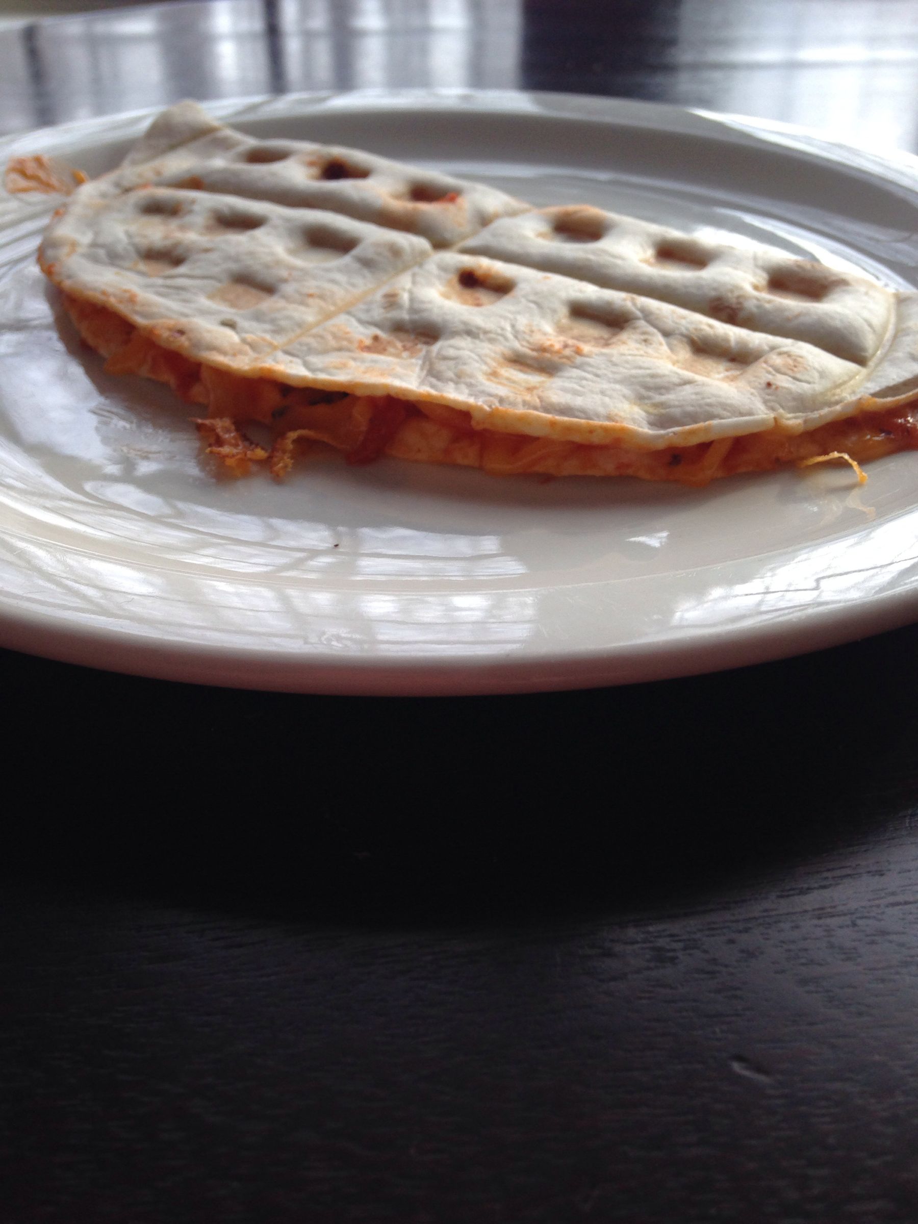 Waffle Iron Pizza Tortilla!