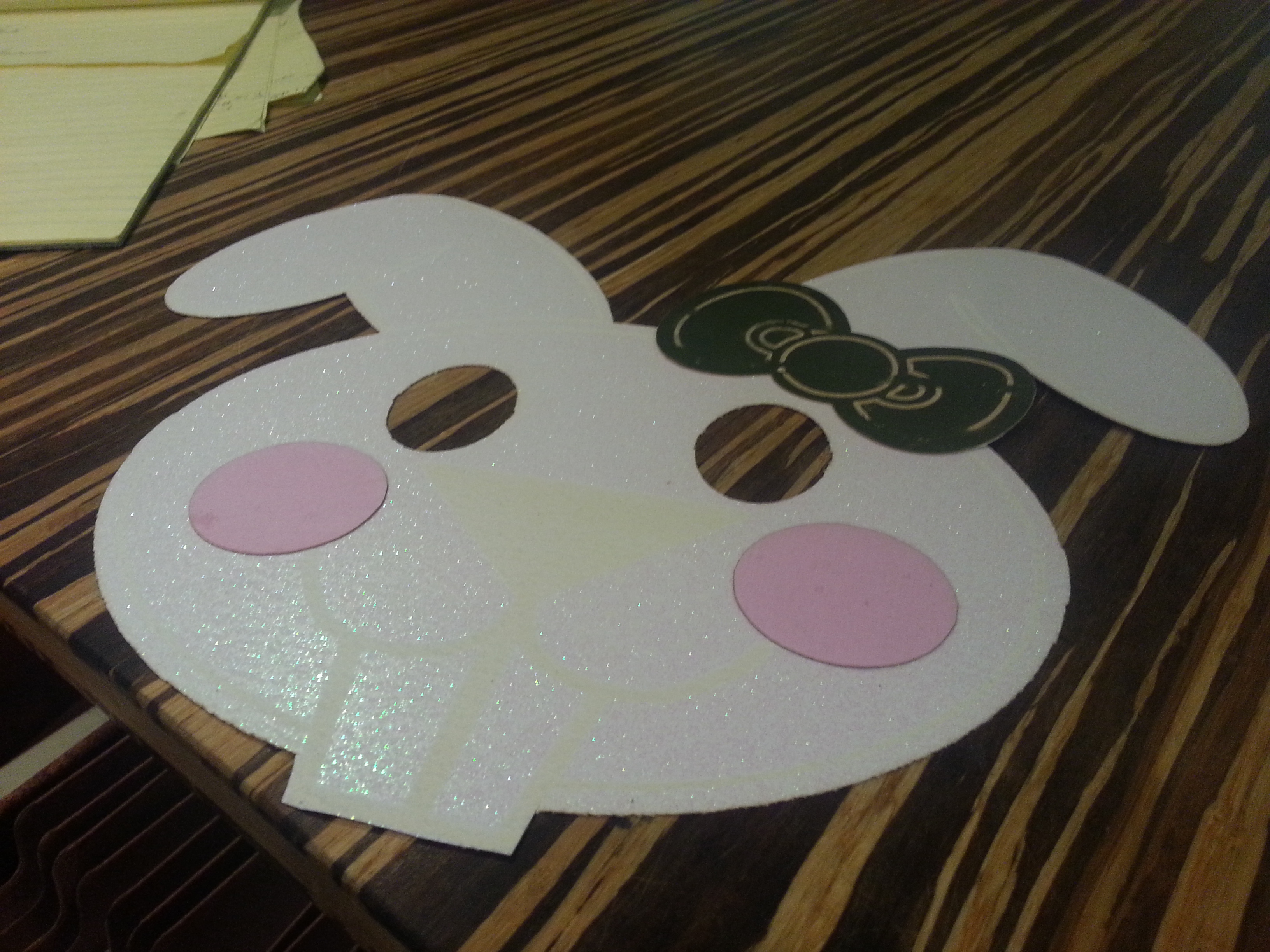 Making a paper bunny mask on the laser