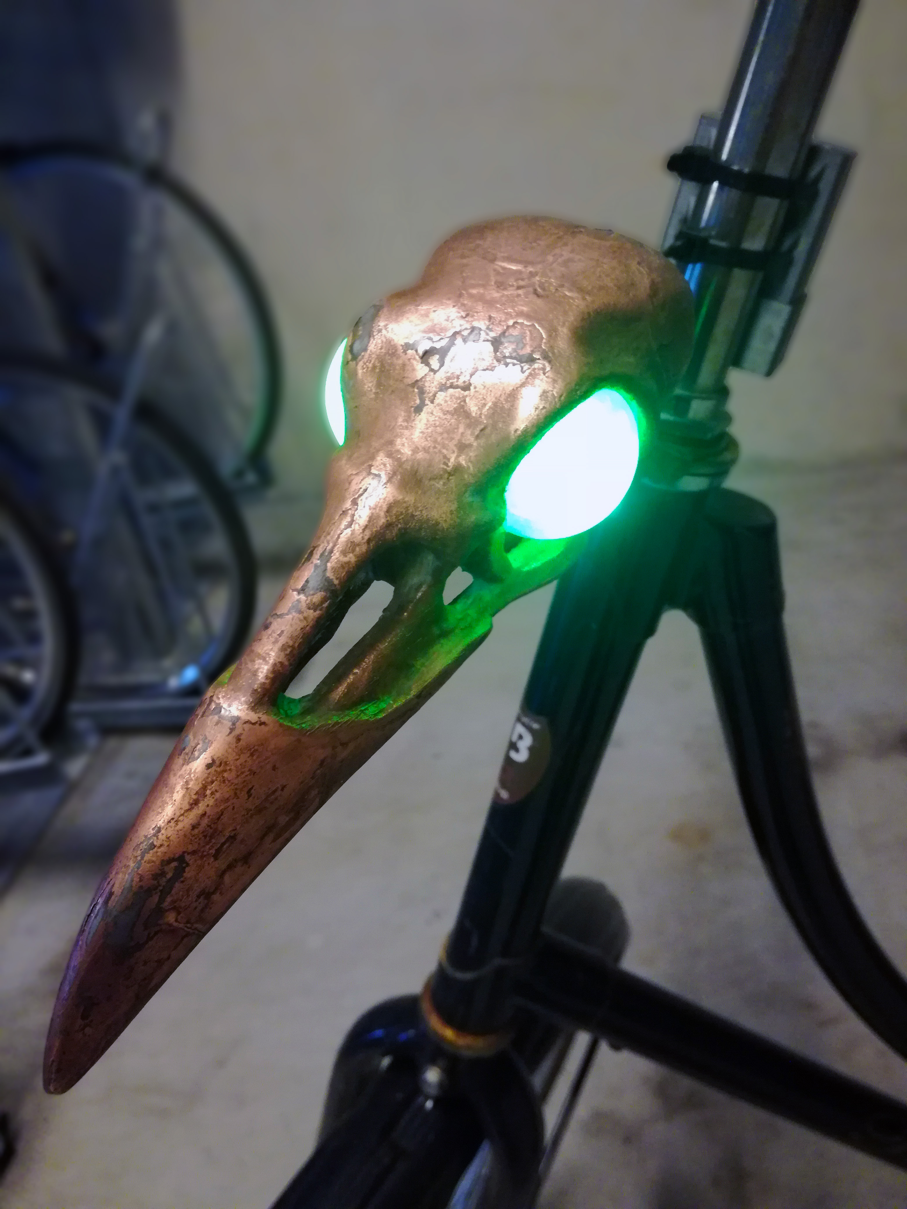 3D Printed Copper Plated Raven Skull Bicycle Light 9 Steps (with