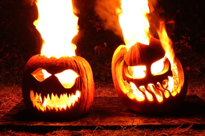 Flaming Halloween Jack-o