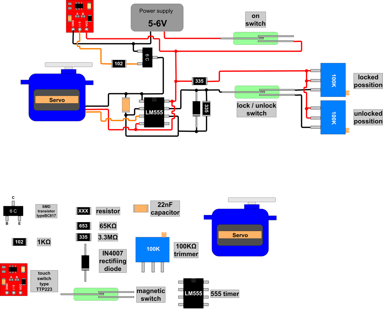Secret Electronic Lock Without Visible Interface 5 Steps Circuit Diagram