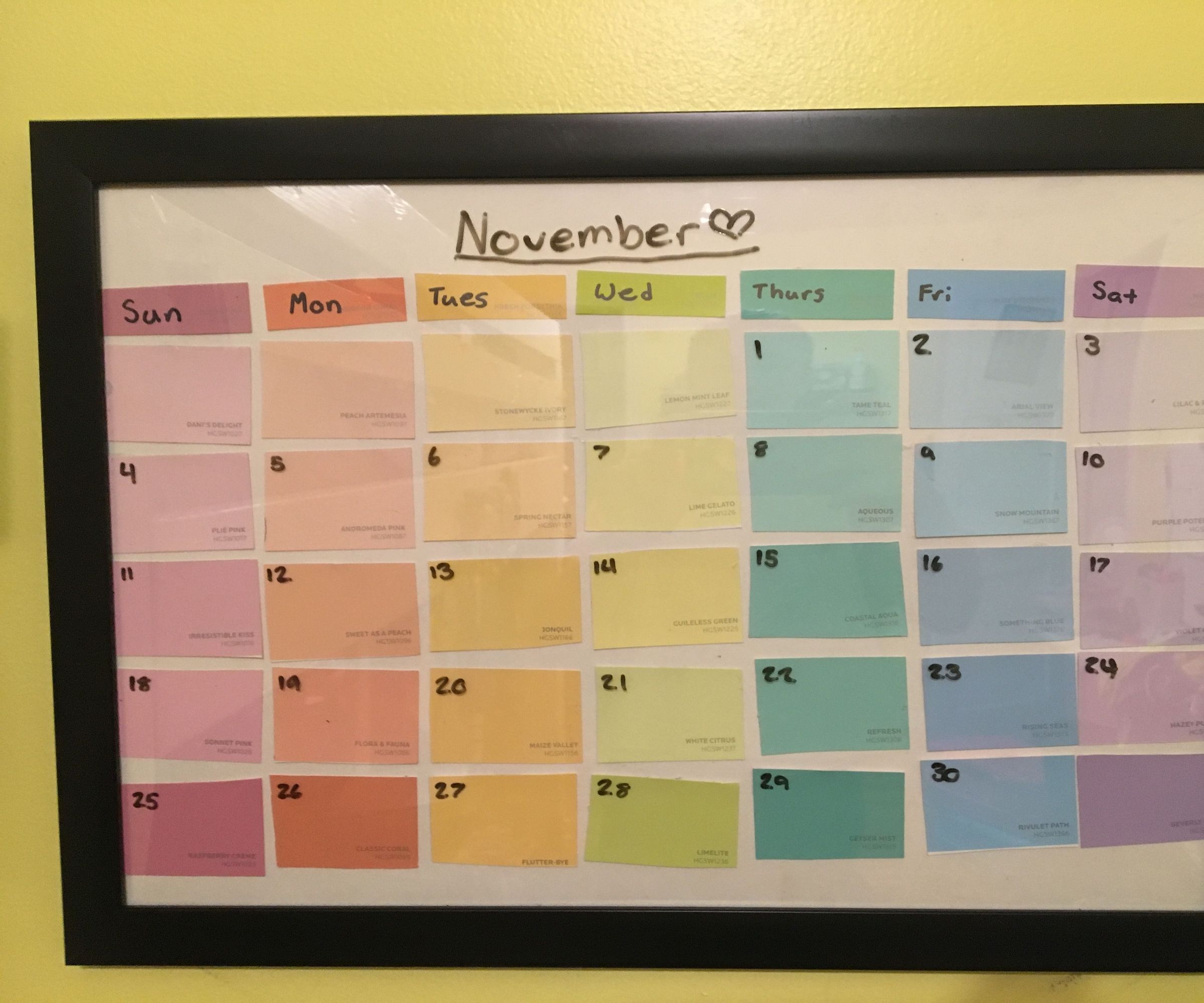 Paint Swatch Calendar 