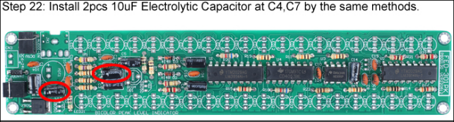 Install 2pcs 10uF Electrolytic Capacitor at C4,C7