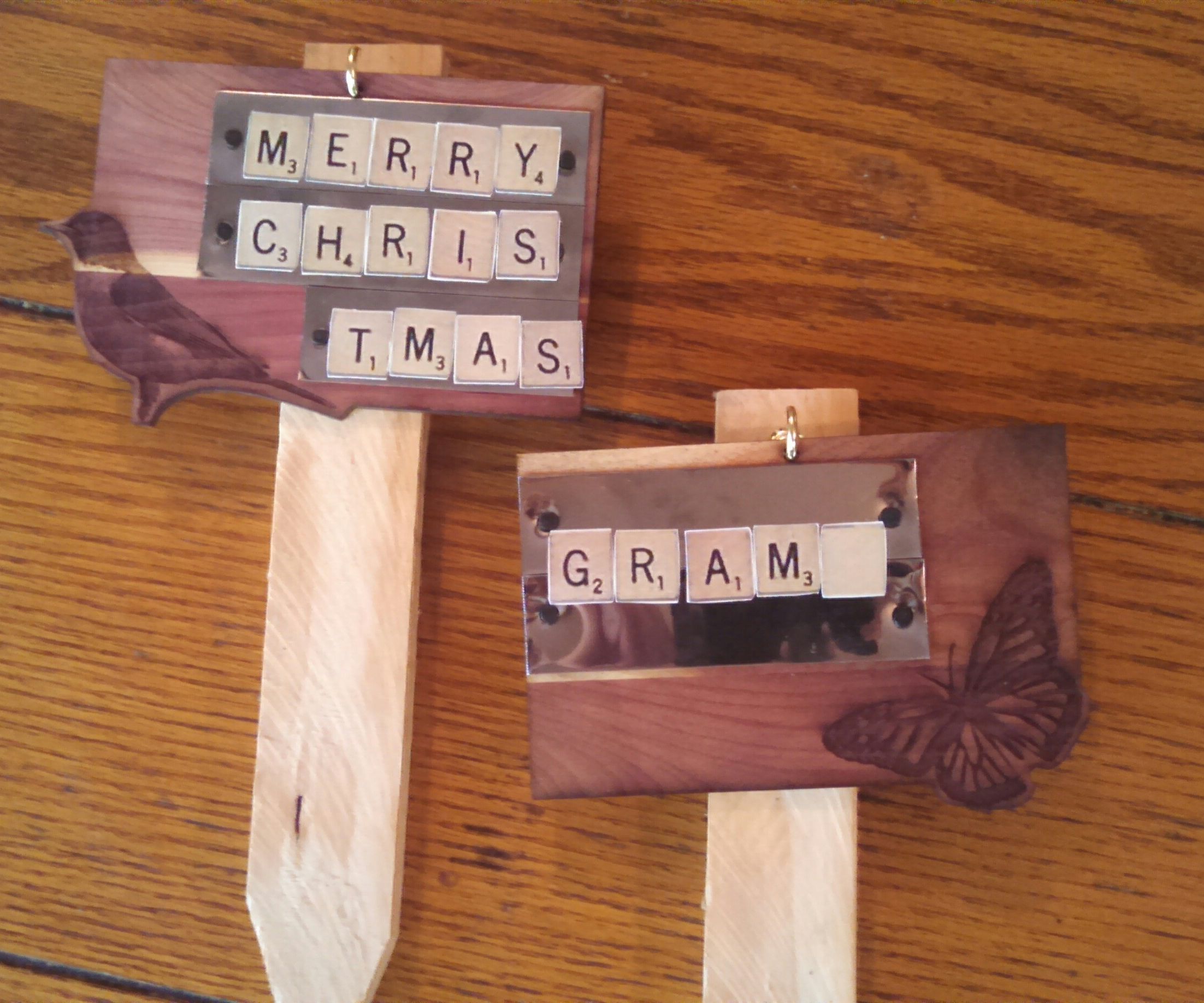 Lasers + Scrabble = Garden Markers for Grandma