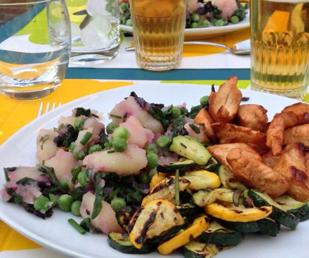 Garden Potato Salad With Grilled Marinated Courgettes