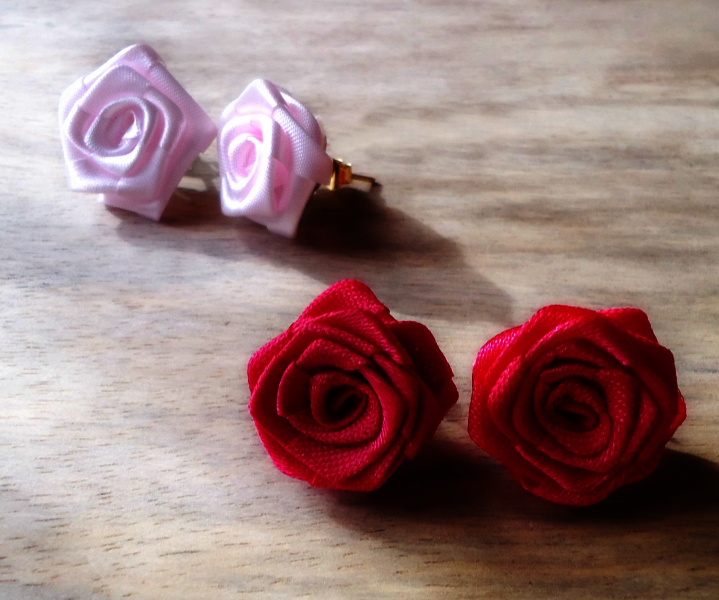 Ribbon Rose Ear Studs