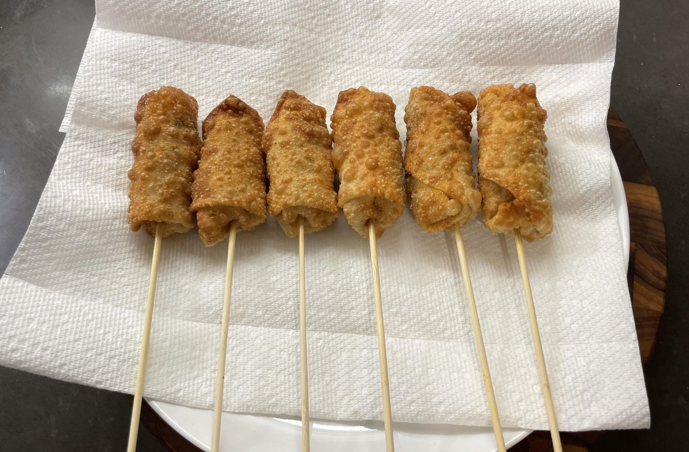"Jerk Chicken Mini Eggrolls on a Stick" or "How I Changed a Takeout