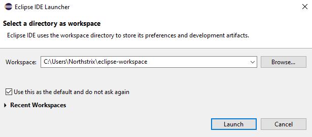 Choose a Folder for the Workspace