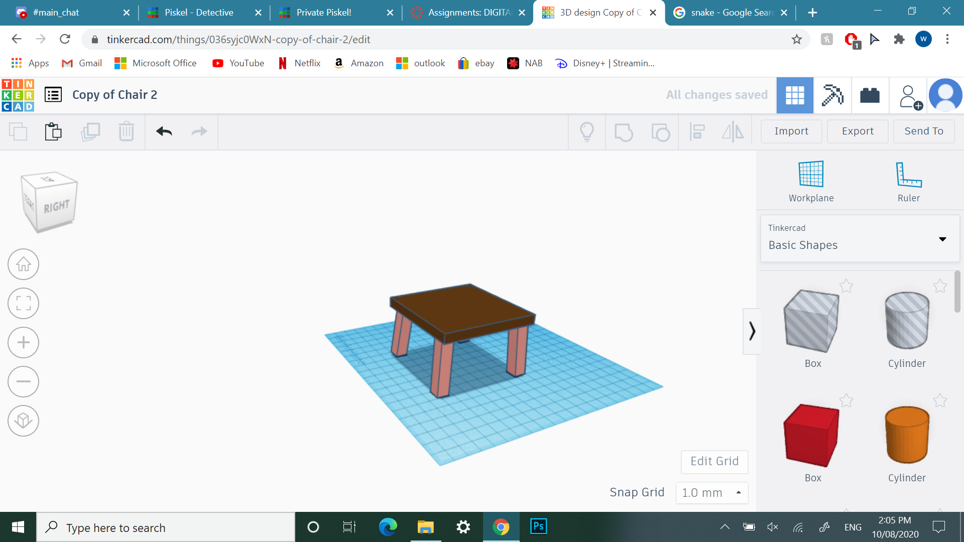 Tinkercad Chair 5 Steps Instructables