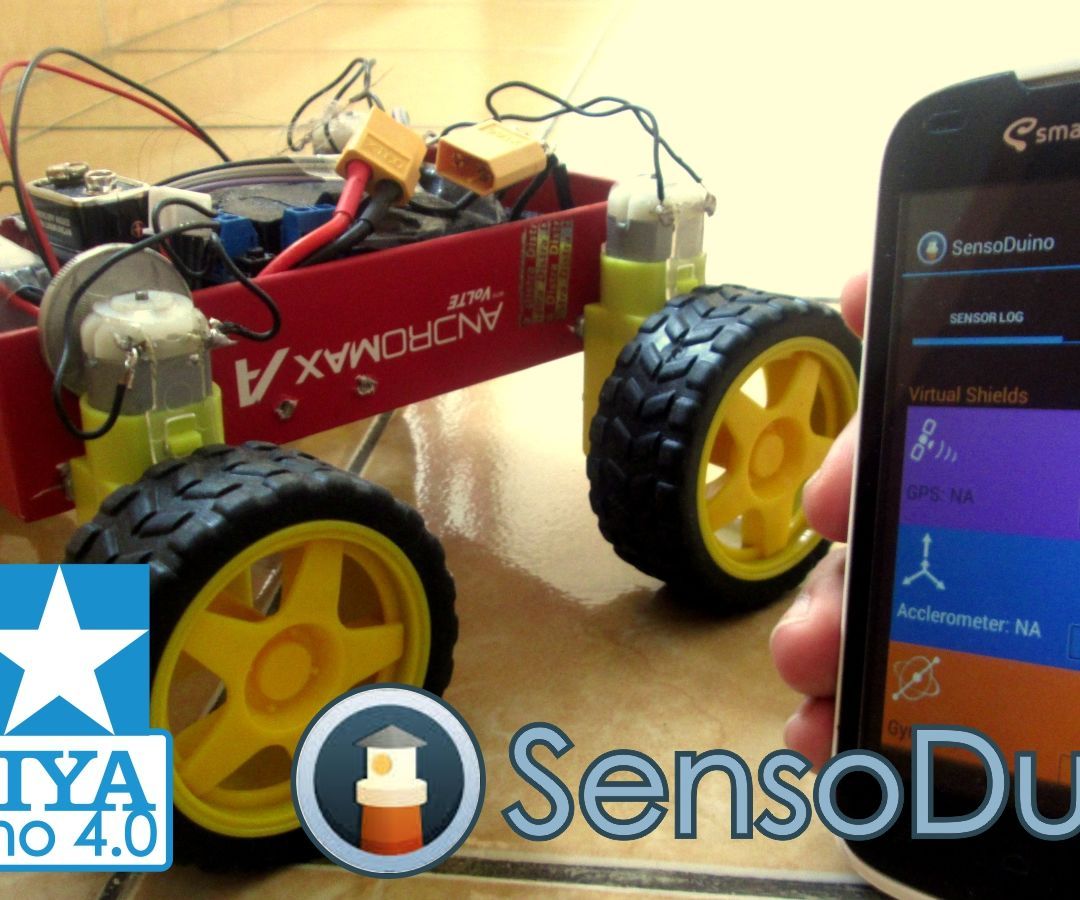 Tamiya Androino 4.0 (Arduino 4WD Gesture & Bluetooth Controlled With Sensoduino) 