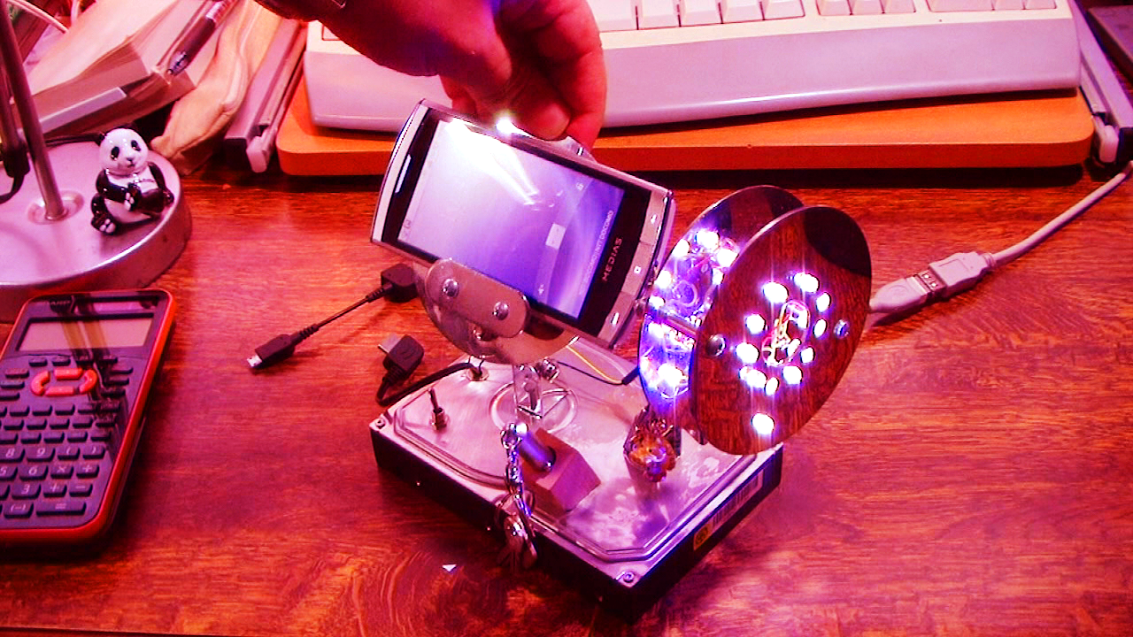 Hard-Drive Hacked to a Hidden Drive,Phone Stand & LED Set