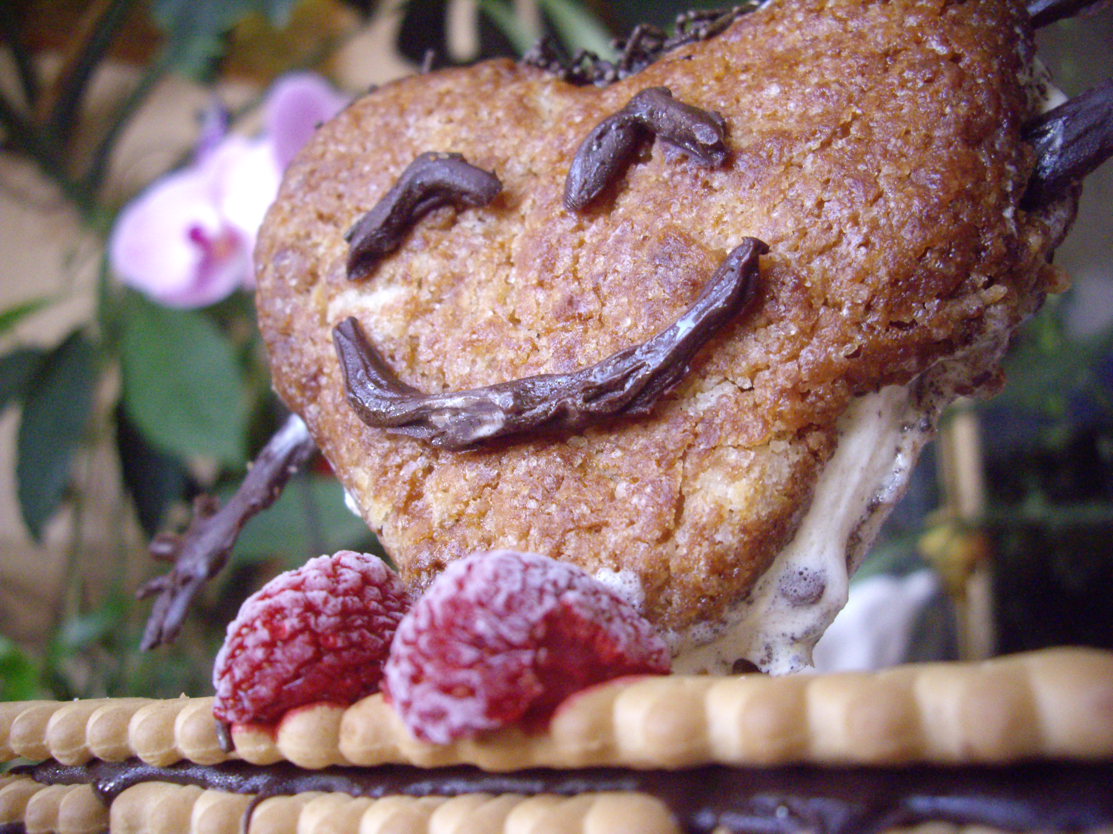 Happy Yummy Heart on a Biscuit Bench