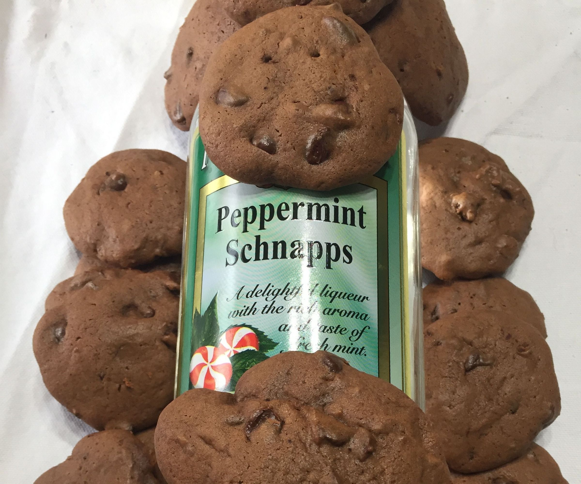 Peppermint Schnapps Chocolate Drop Cookies