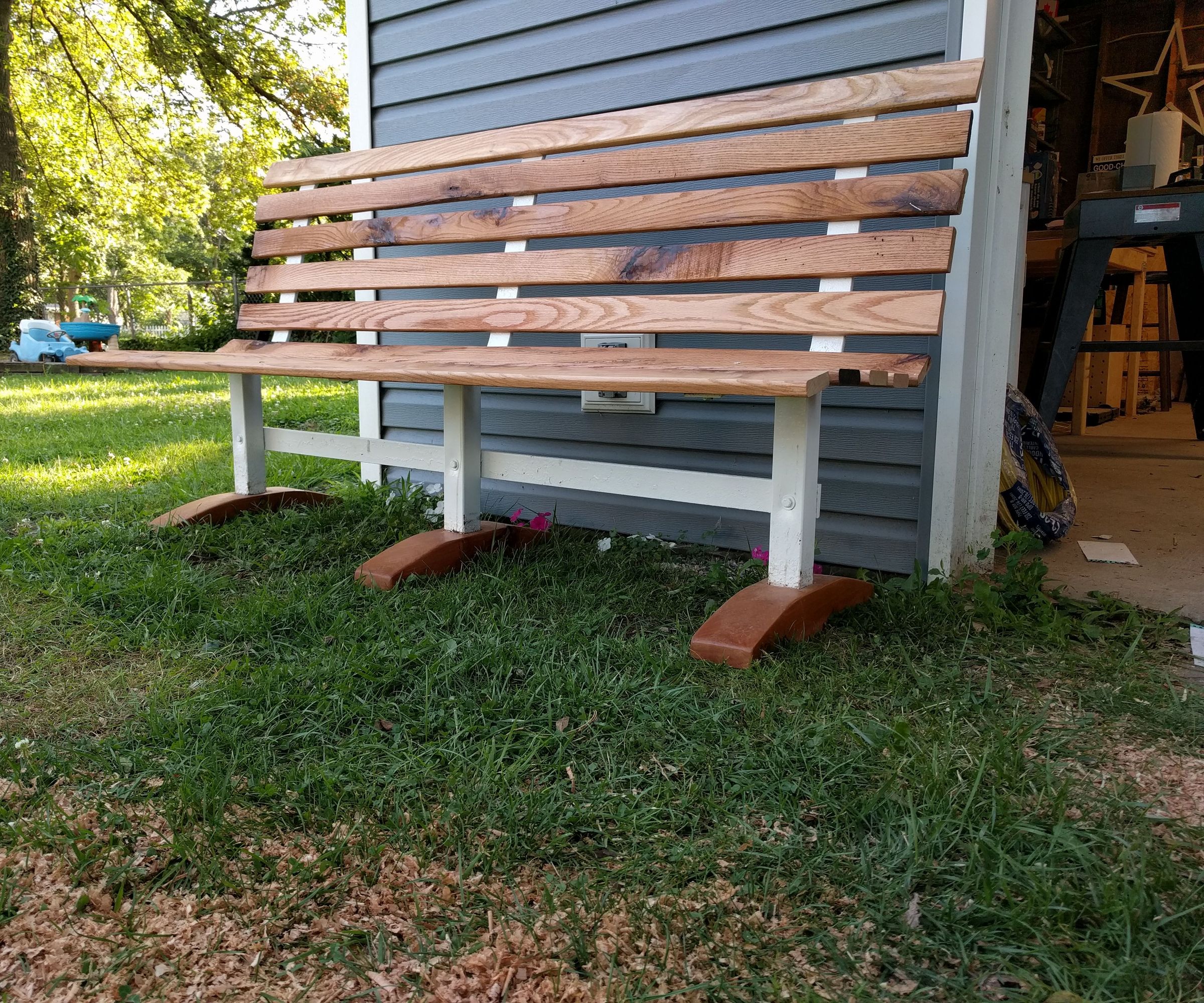 Trashed Park Bench 