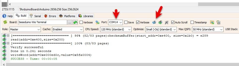 Generate, Compile, and Upload the Arduino Code