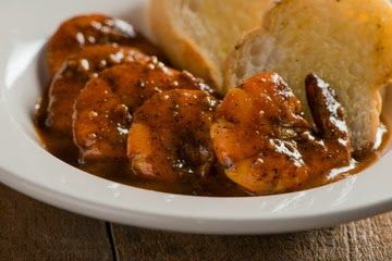 Barbecued shrimp unshelled