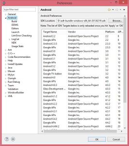 Android Preferences (SDK Path)