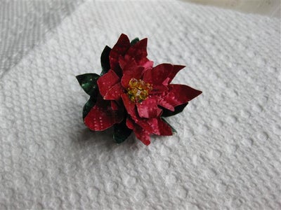 Metal Shim Stock Poinsettia Flower Brooch
