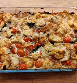 Tomato and Basil Bread Pudding