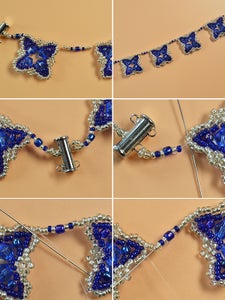 Make the Ninth Part of the Blue Glass and Seed Bead Bracelet