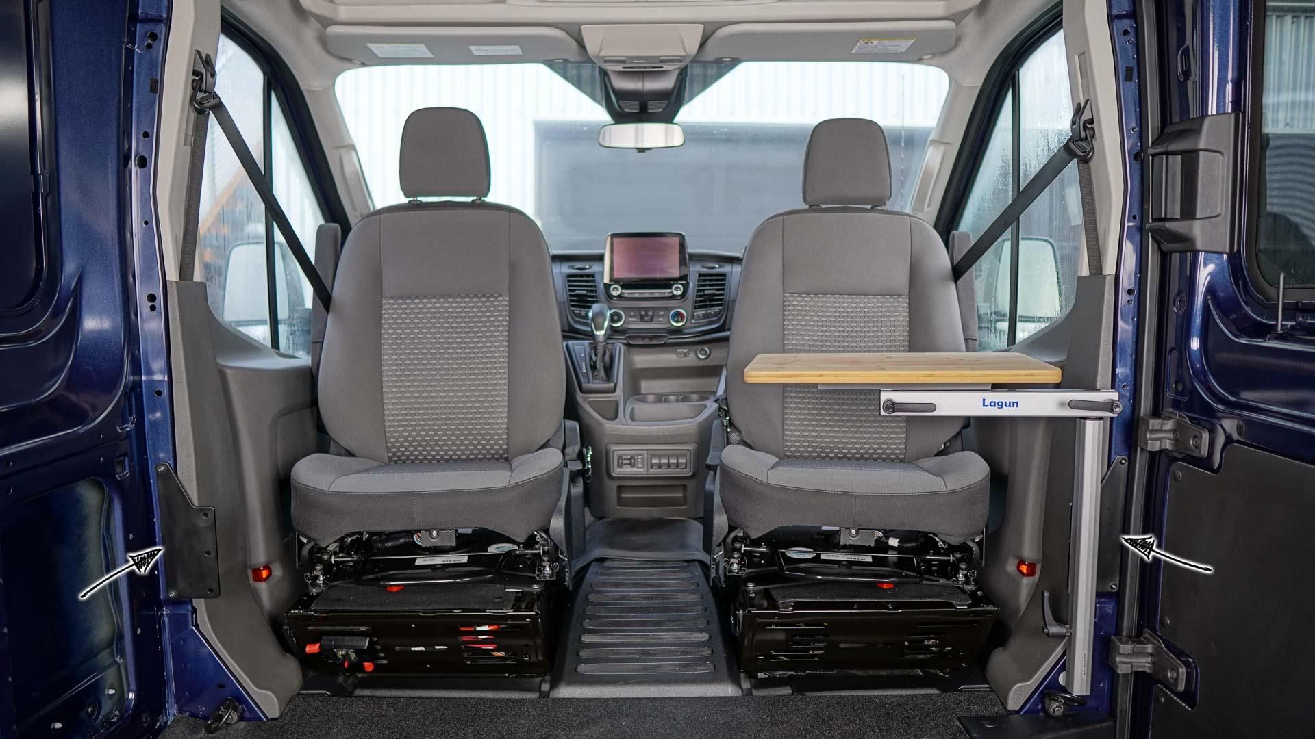 Modular Table to Passenger/Driver Seat of a Ford Transit Camper Van