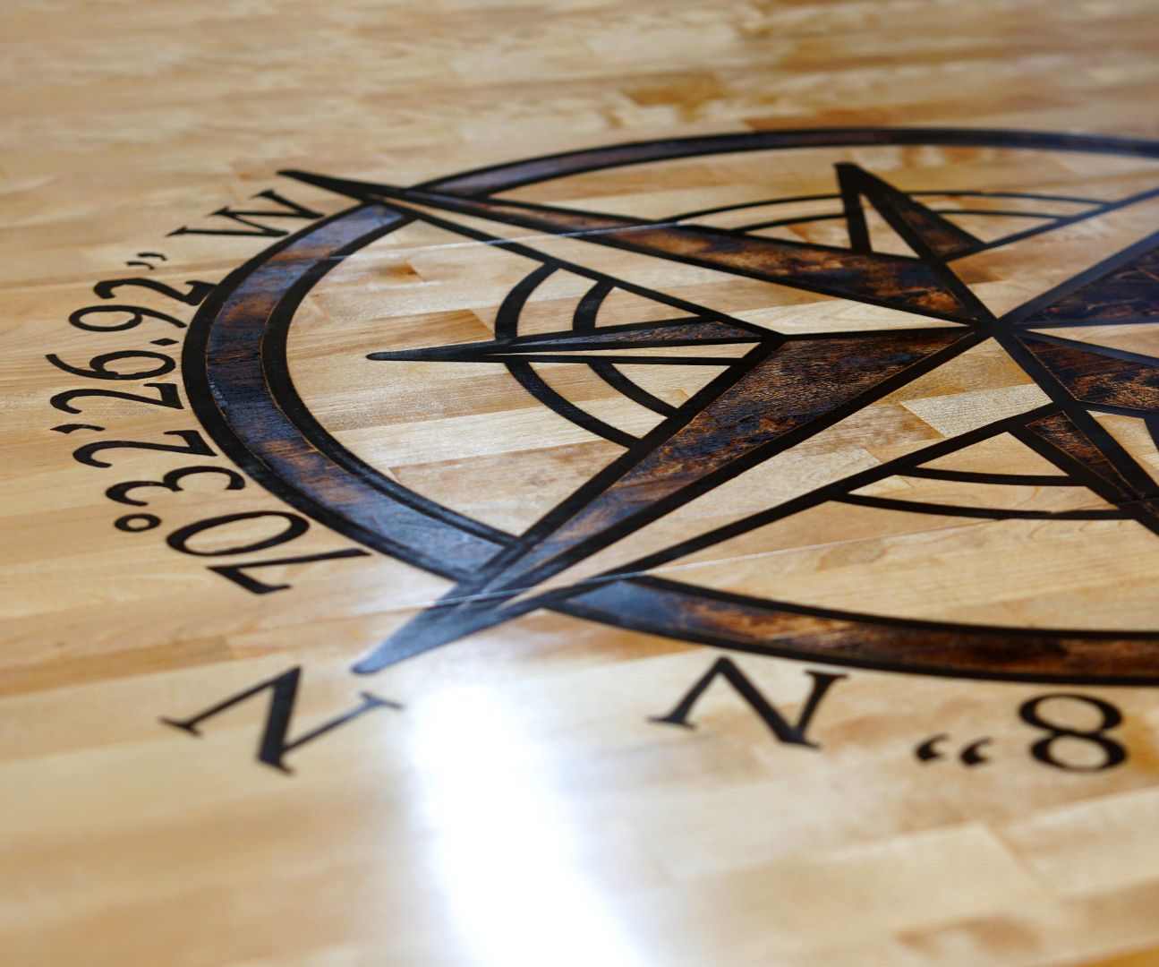 Epoxy Inlay and Rustic Compass Butcher Block Countertops