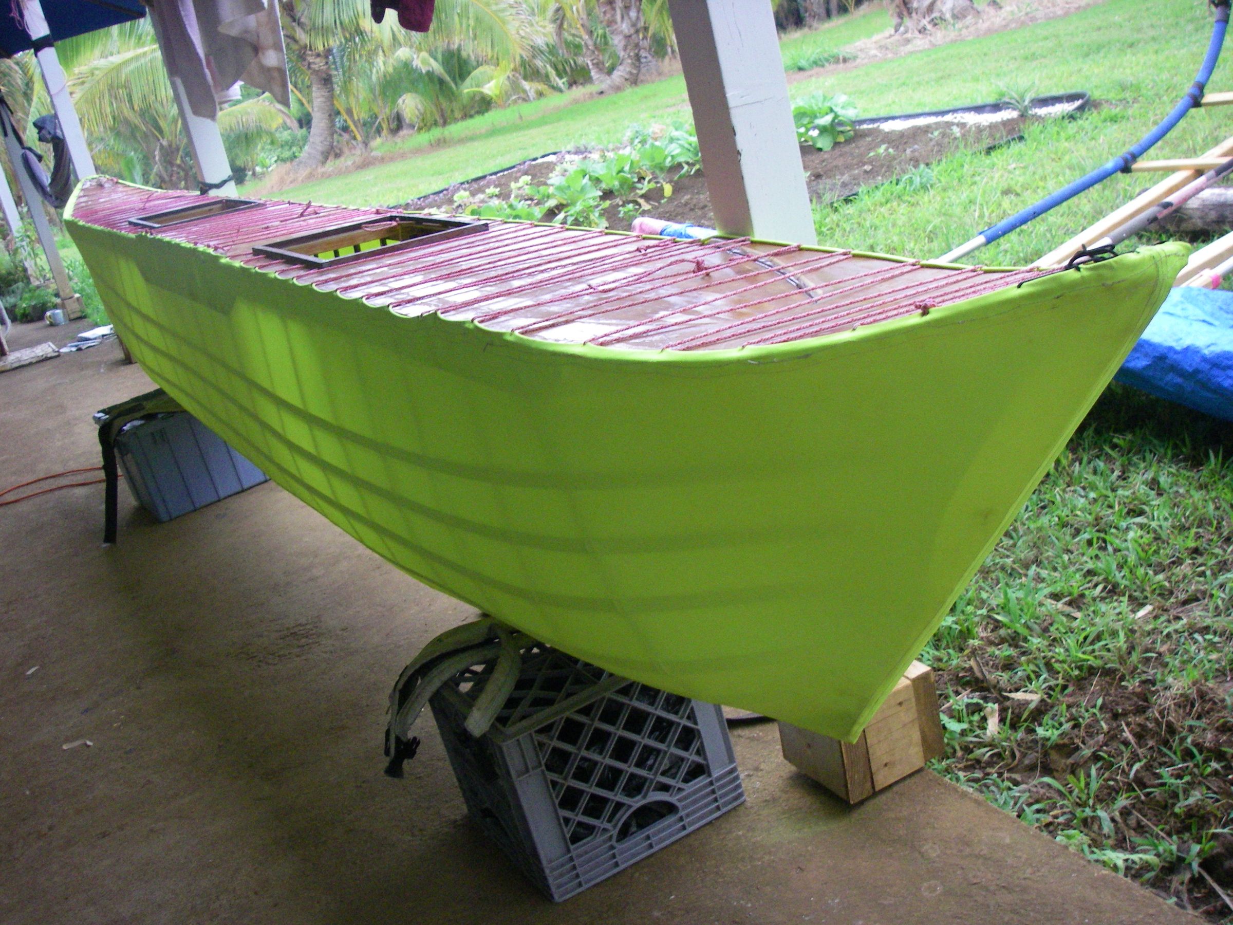 Sailing Canoe Chapter 7: Sew a Skin Over the Hull Skeleton and Seal It.