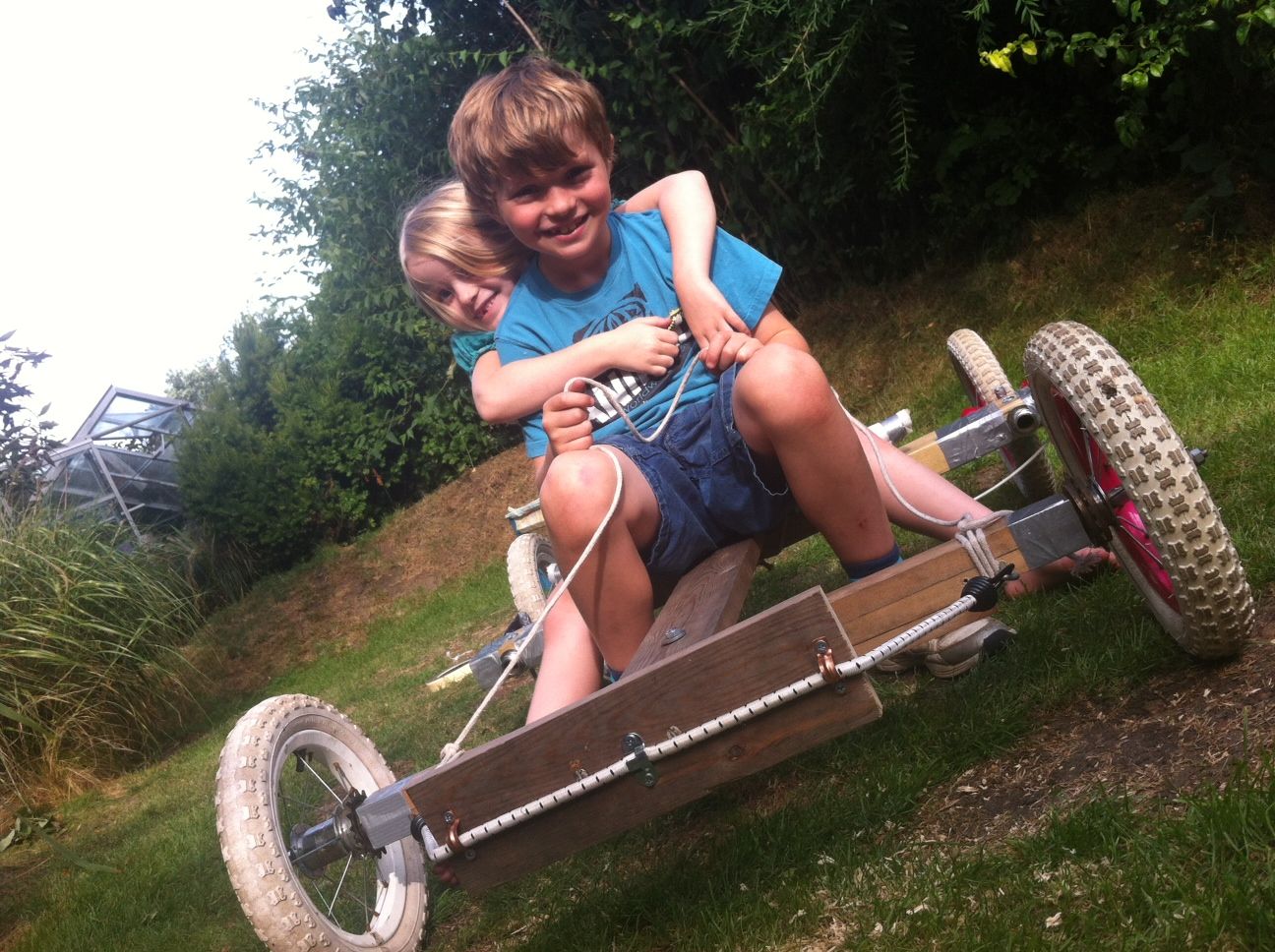 Build your own off road go-cart from two old bikes and some wood