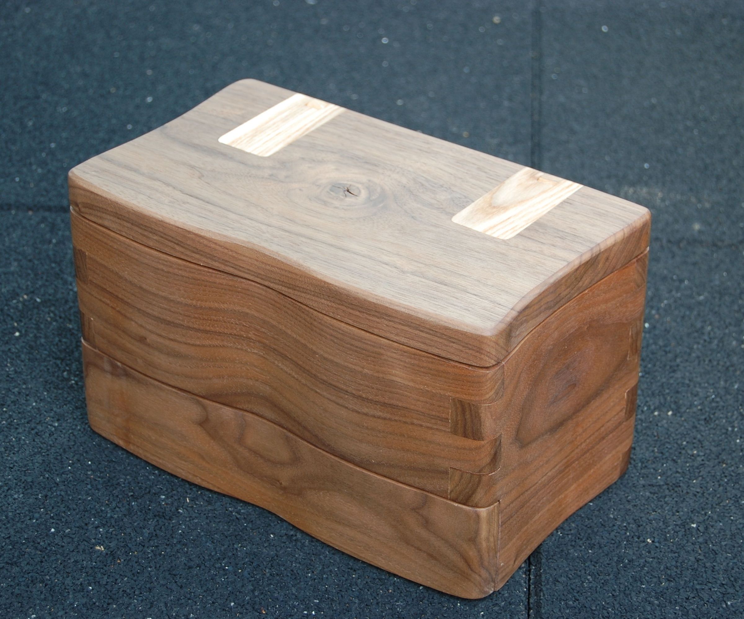Finishing Walnut Box With Integral Hinge